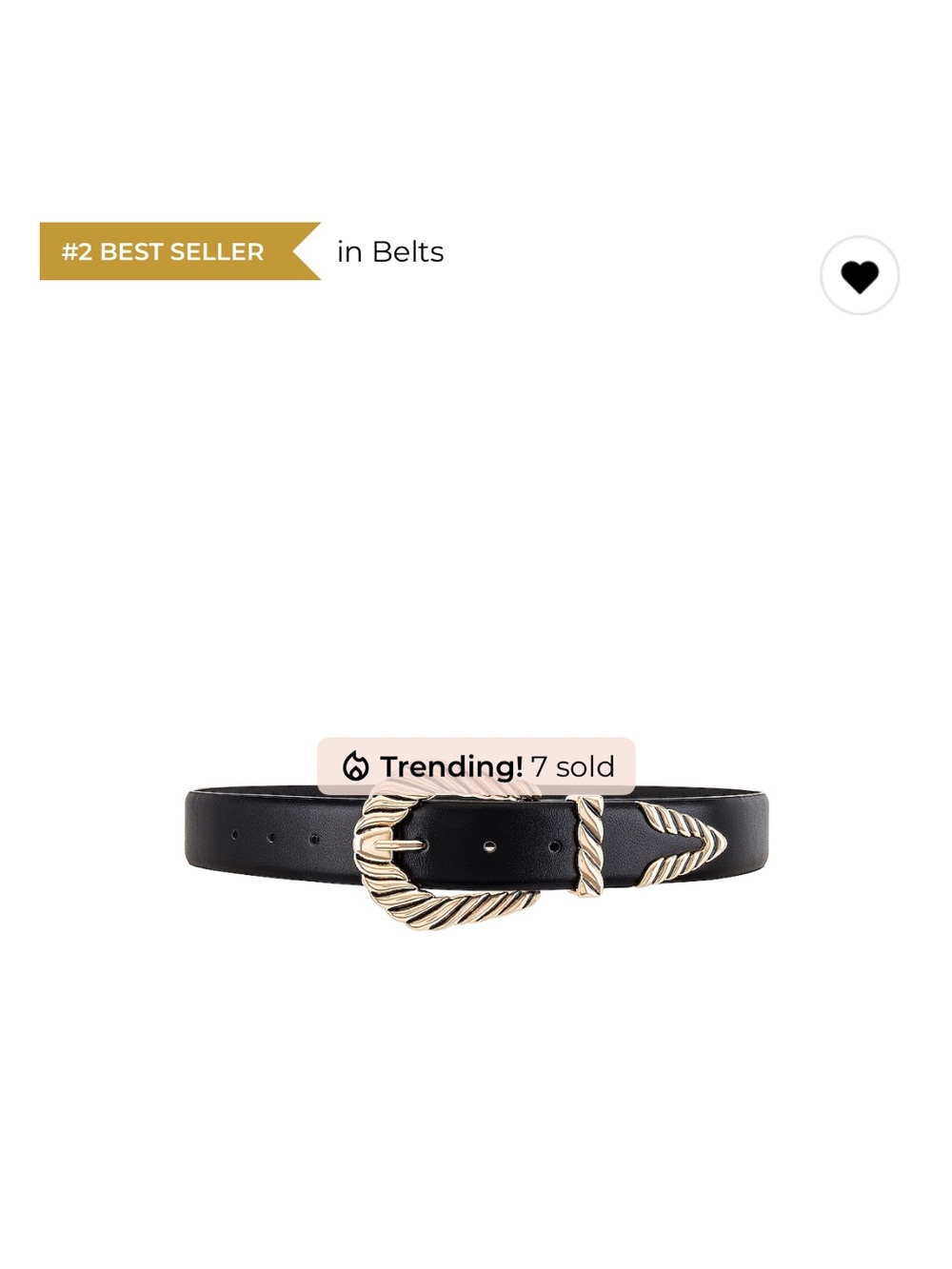 Black Leather Belt with Gold Rope-Style Buckle